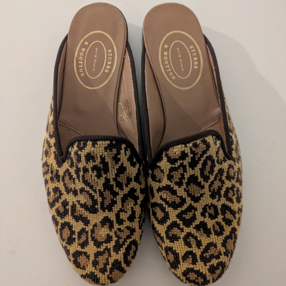 Stubbs & Wootton Women’s Jane  Leopard Needlepoint Mules – Size 8 – New (No Box) - Picture 8 of 8